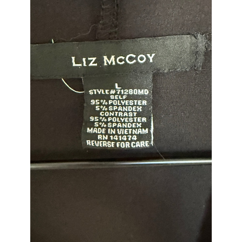 Liz McCoy Women's Cardigan Top Layered Studded Lattice Black Royal Blue Size L - Picture 3 of 9